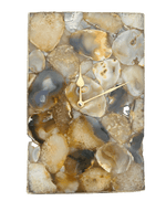 Brown Crystal Agate Rectangular Large Wall Clock Rose Gold