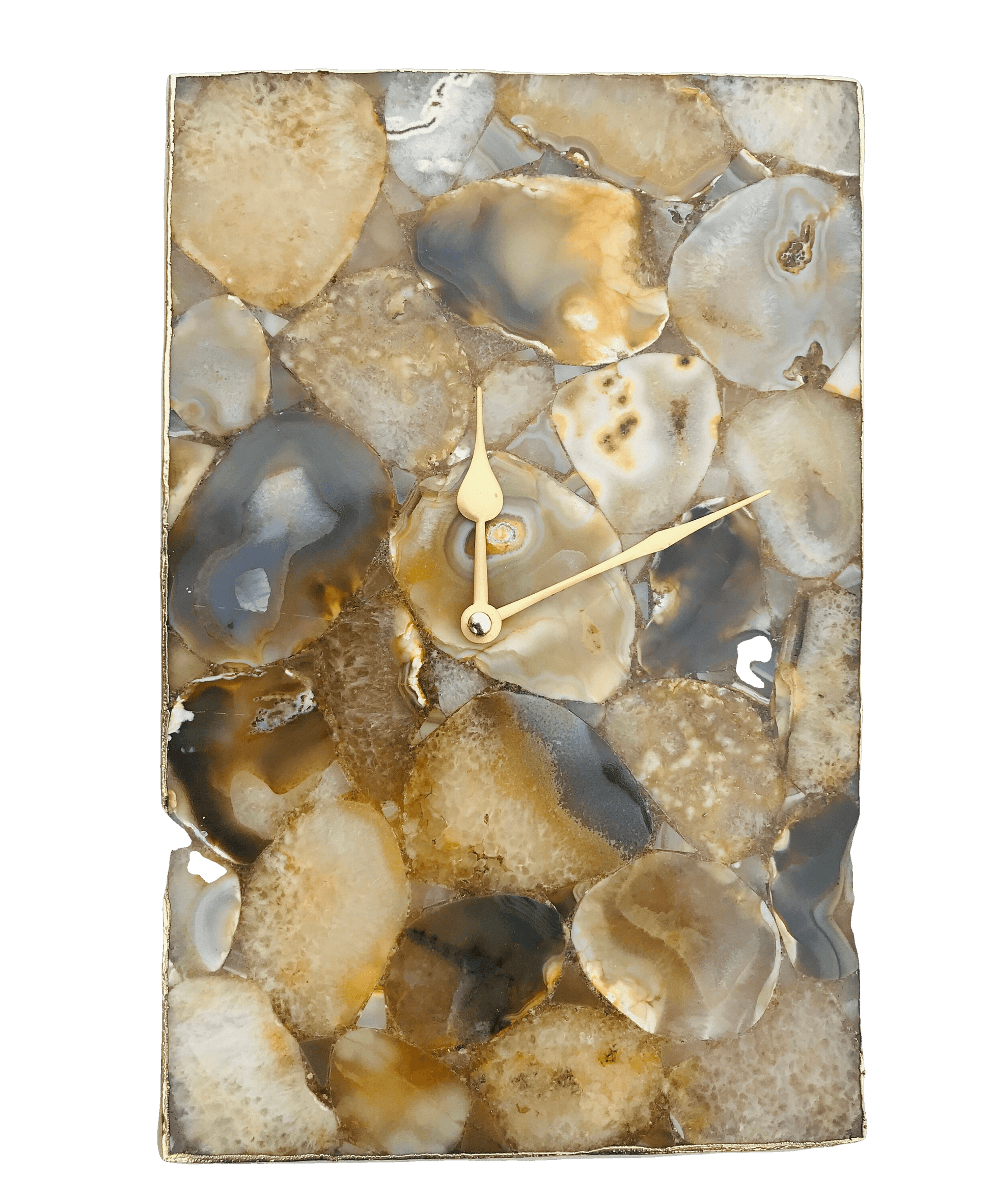 Brown Crystal Agate Rectangular Large Wall Clock - MAIA HOMES