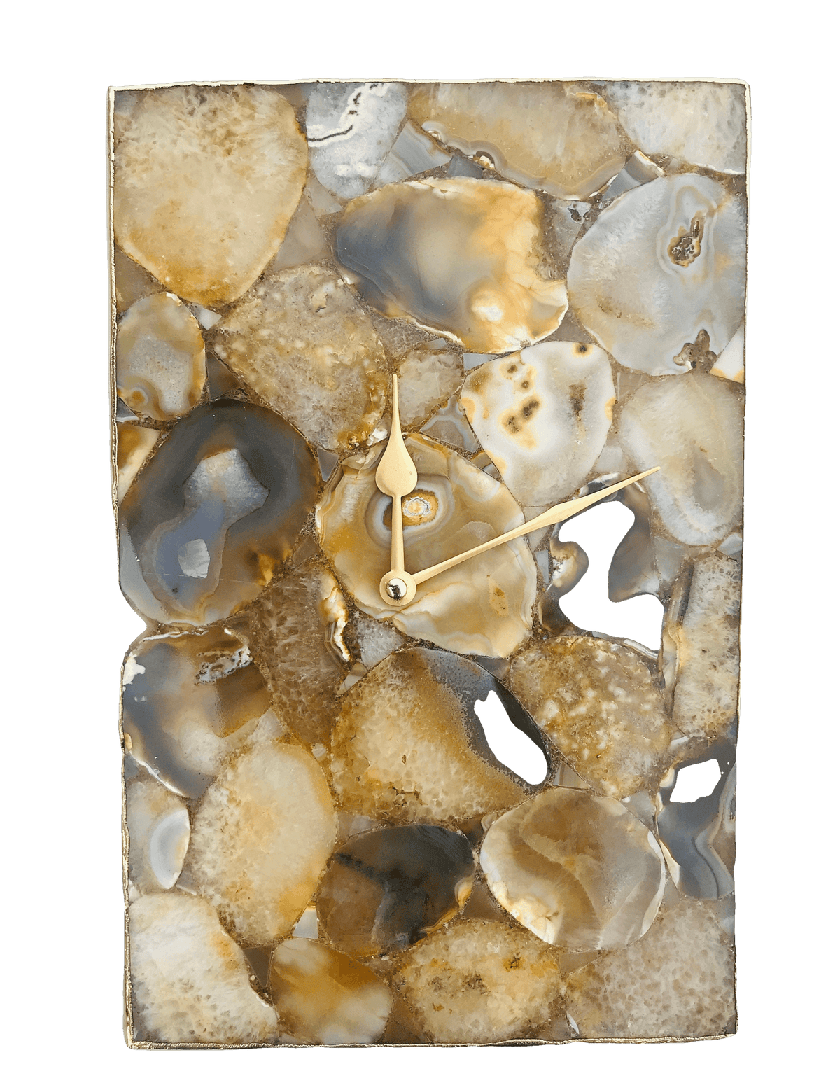 Brown Crystal Agate Rectangular Large Wall Clock