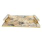 Brown Plated Agate Serving Tray With Clear Quartz Handles - MAIA HOMES