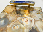 Brown Plated Agate Serving Tray With Purple Onyx Agate Handles