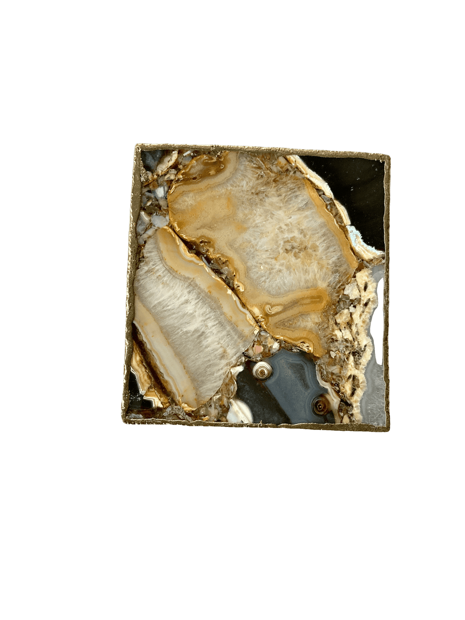 Brown-White Composite Agate Coaster - Set of 4