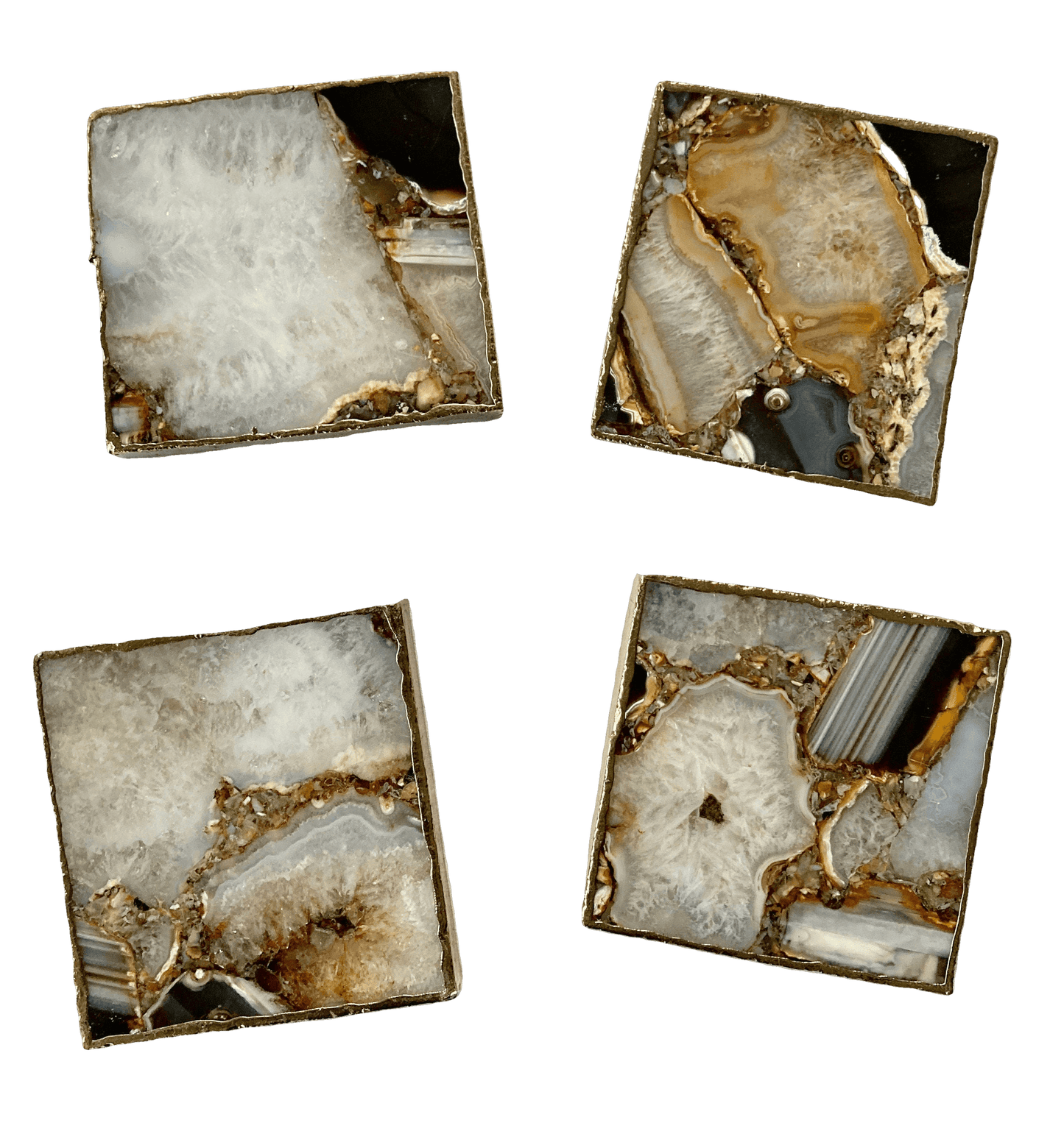 Brown-White Composite Agate Coaster - Set of 4 - MAIA HOMES