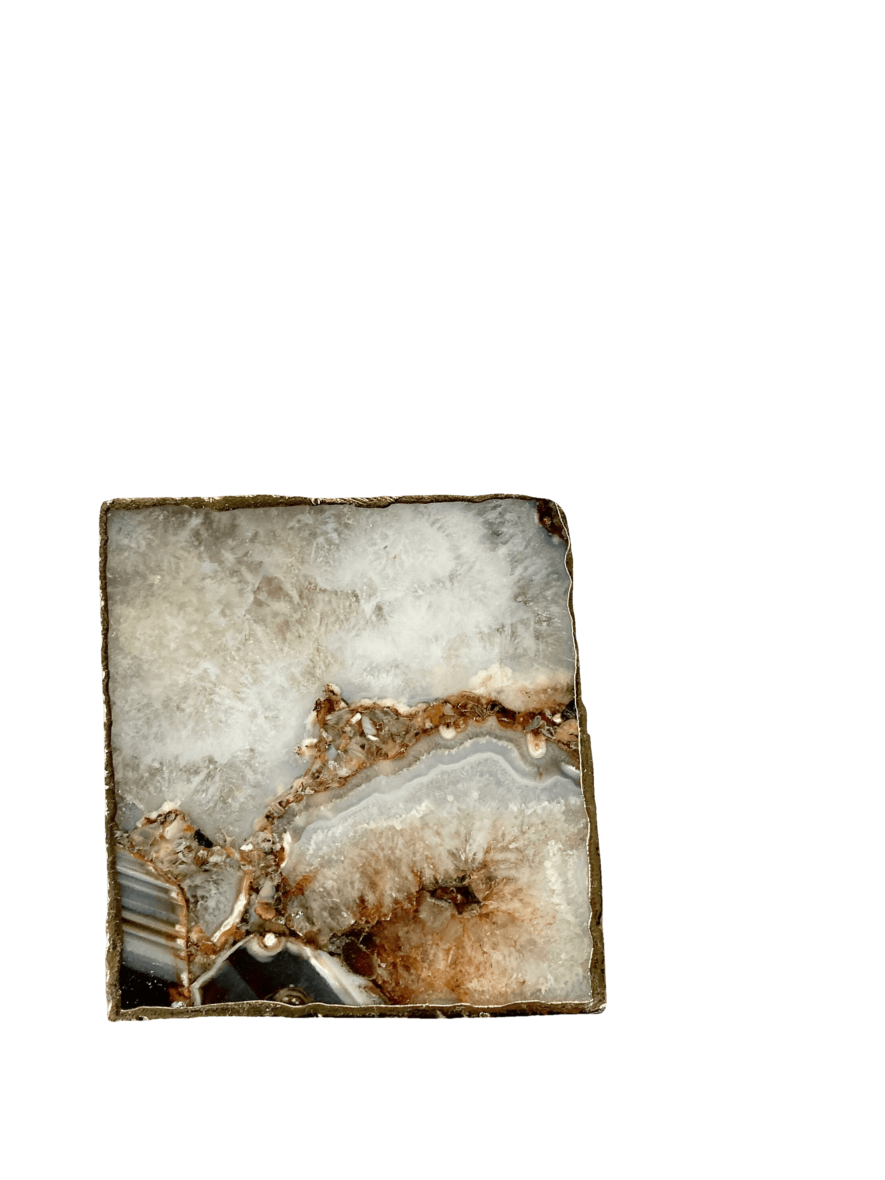 Brown-White Composite Agate Coaster - Set of 4