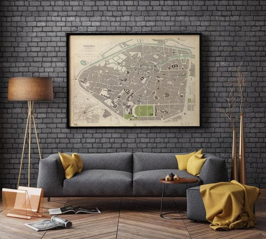 Brussels City Map Wall Print| Framed Map Wall Decor - MAIA HOMES