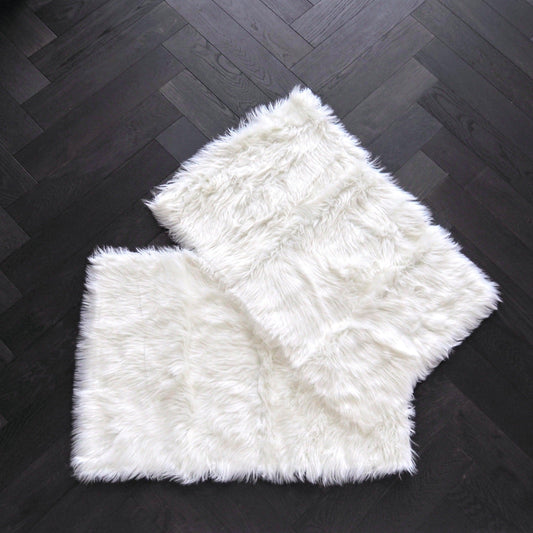 Bundle of 2 rugs - 2' x 3' Artificial Wool Faux Fur Rug - MAIA HOMES