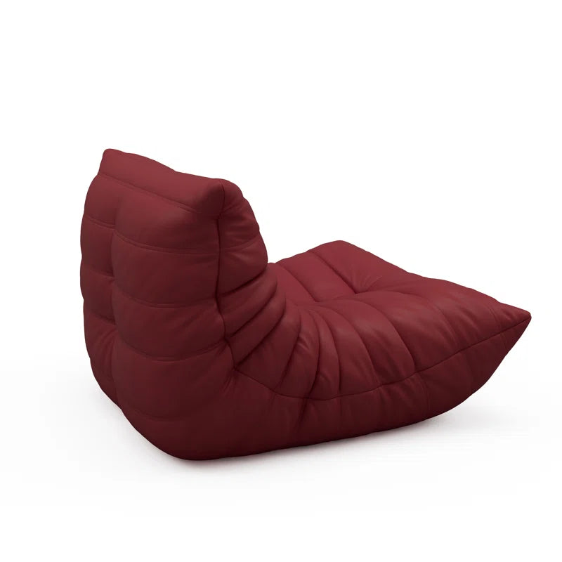Burgandy Vegan Leather Classic Lazy Lounge Chair - MAIA HOMES