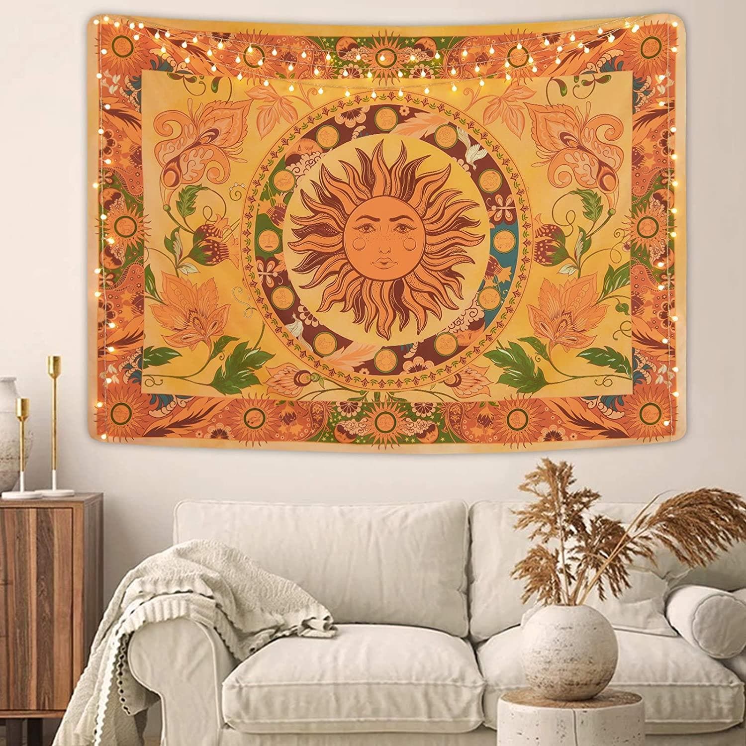 Burning Sun Flower Vines Tapestry