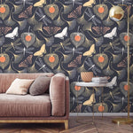 Butterflies and Dragonfly in Mystery Gingko Leaves Garden Wallpaper