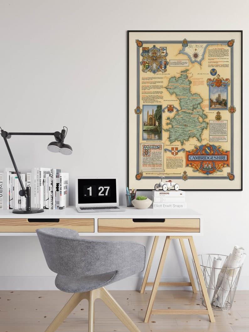 Cambridgeshire Map Poster Print| Vintage Map Wall Art - MAIA HOMES