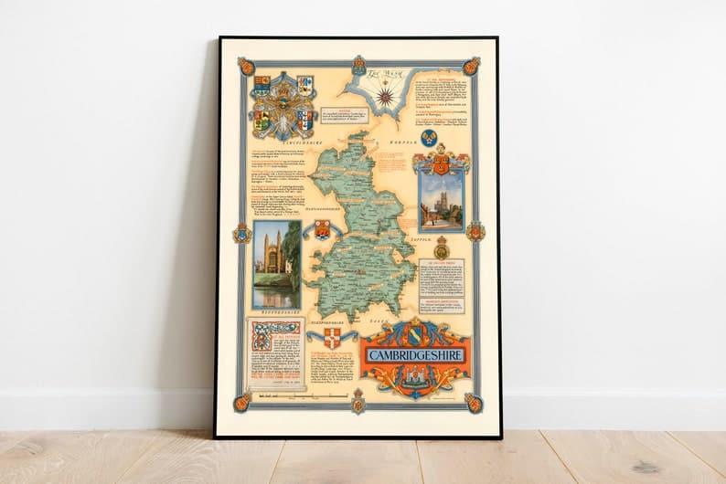 Cambridgeshire Map Poster Print| Vintage Map Wall Art - MAIA HOMES