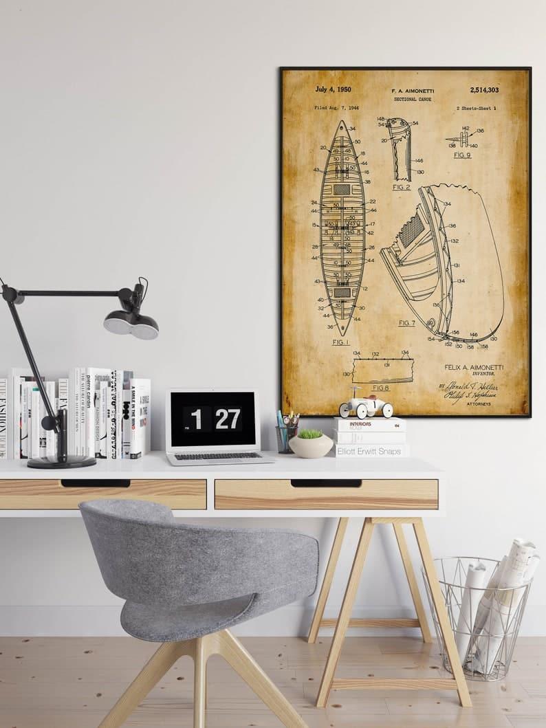 Canoe Patent Print| Framed Art Print