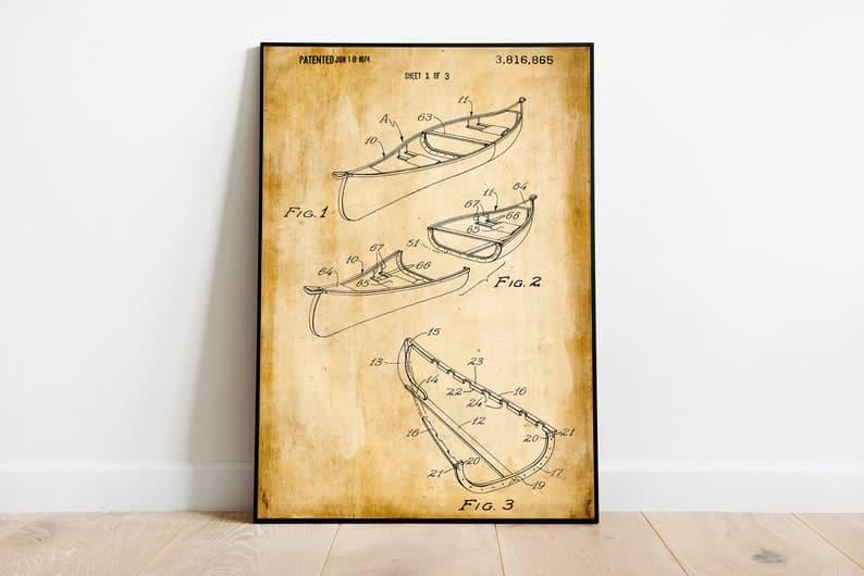 Canoe Patent Print| Framed Art Print - MAIA HOMES