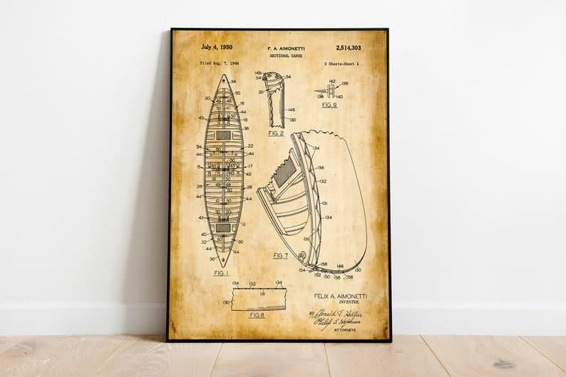 Canoe Patent Print| Framed Art Print