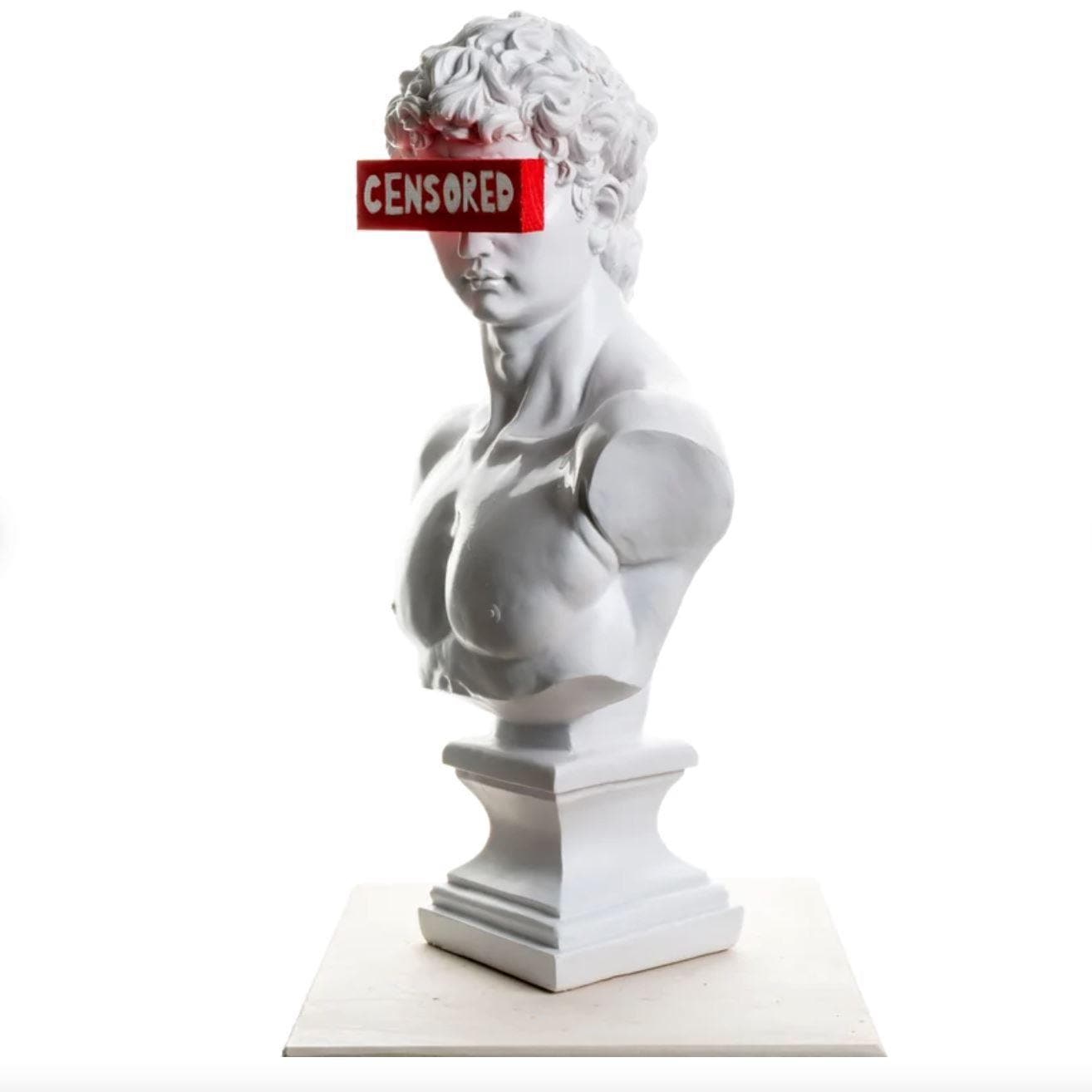 Censored David's Bust Contemporary Art Sculpture