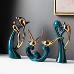 Ceramic Gold Love Bird Statues