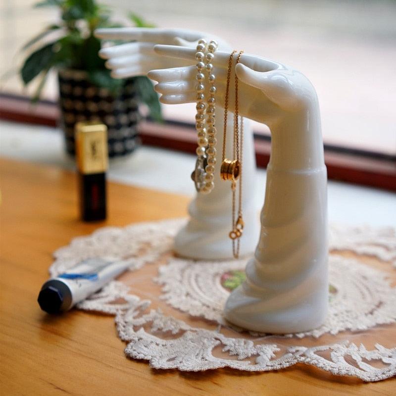 Ceramic Hand Figurine Jewelry Holder