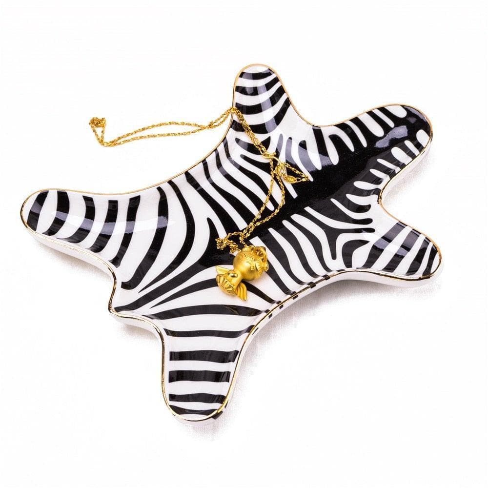 Ceramic Zebra Shape Jewelry Trinket Black