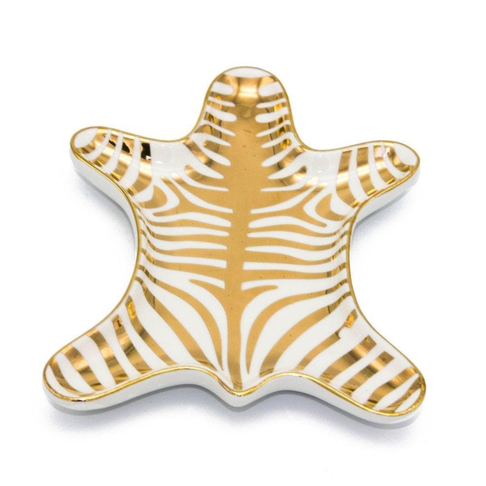 Ceramic Zebra Shape Jewelry Trinket Golden