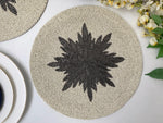 Charleen Round Beaded Placemat - White/Steel Gray