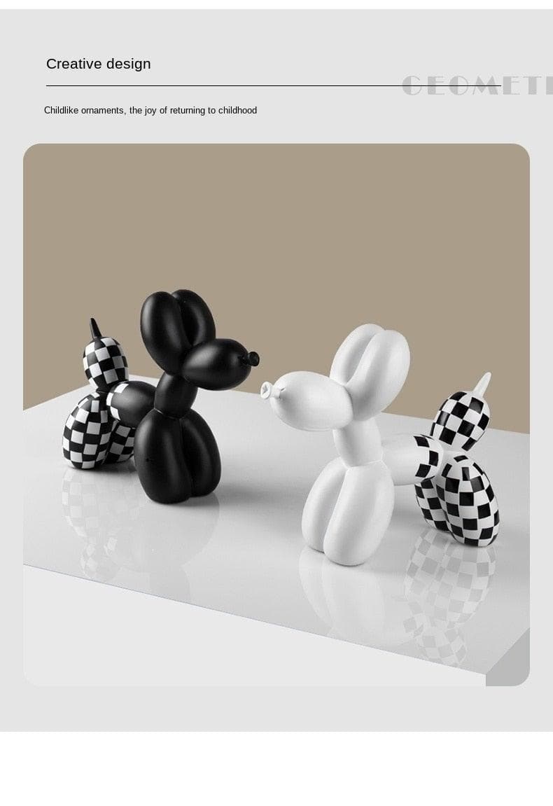 Checkered Balloon Dog Figurine