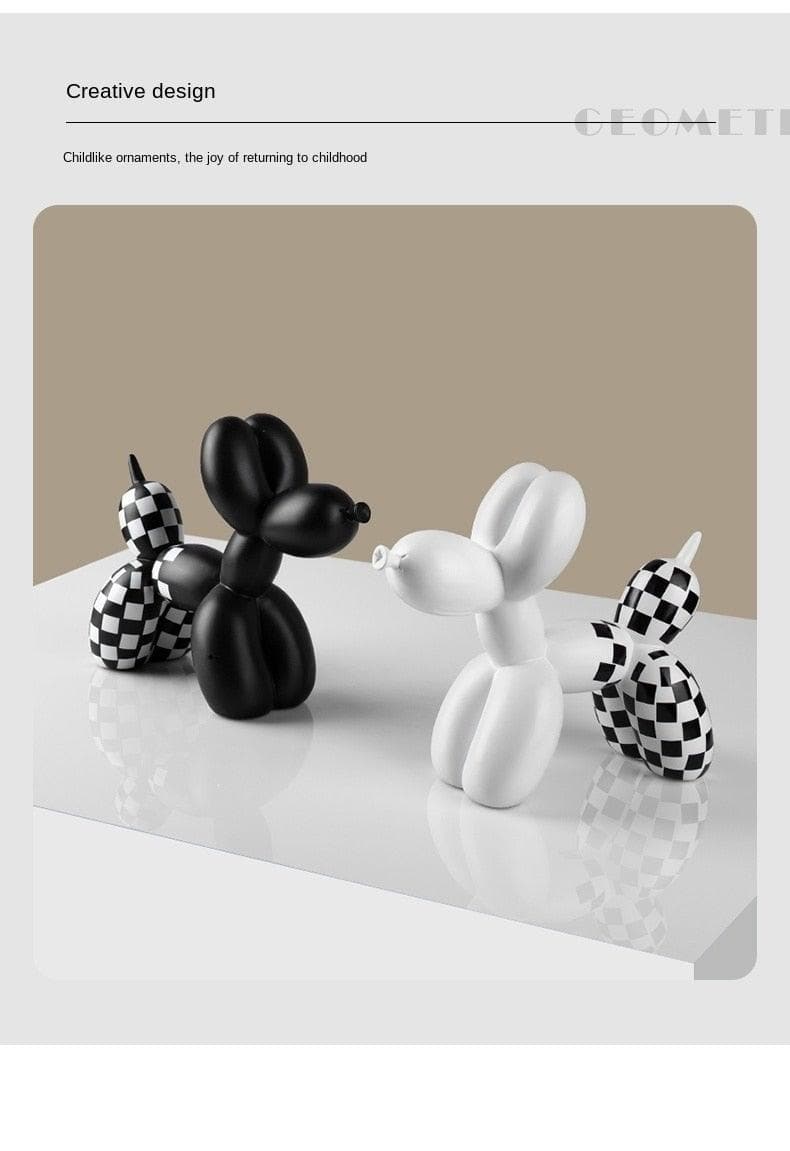 Checkered Balloon Dog Figurine - MAIA HOMES