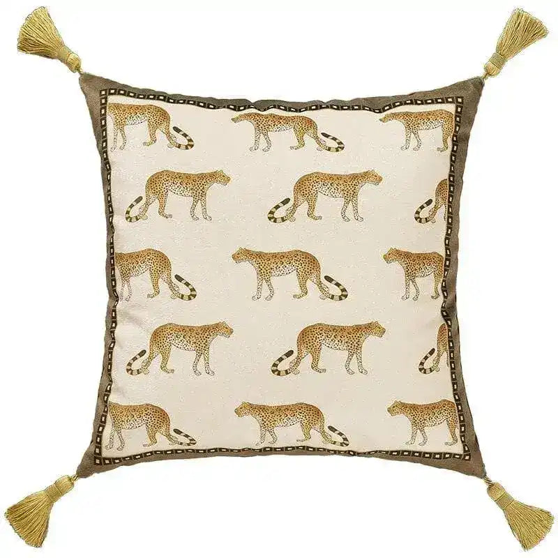 Cheetah Wild Cat Decorative Velvet Throw Pillow Cover with Tassels Field of Cheetah