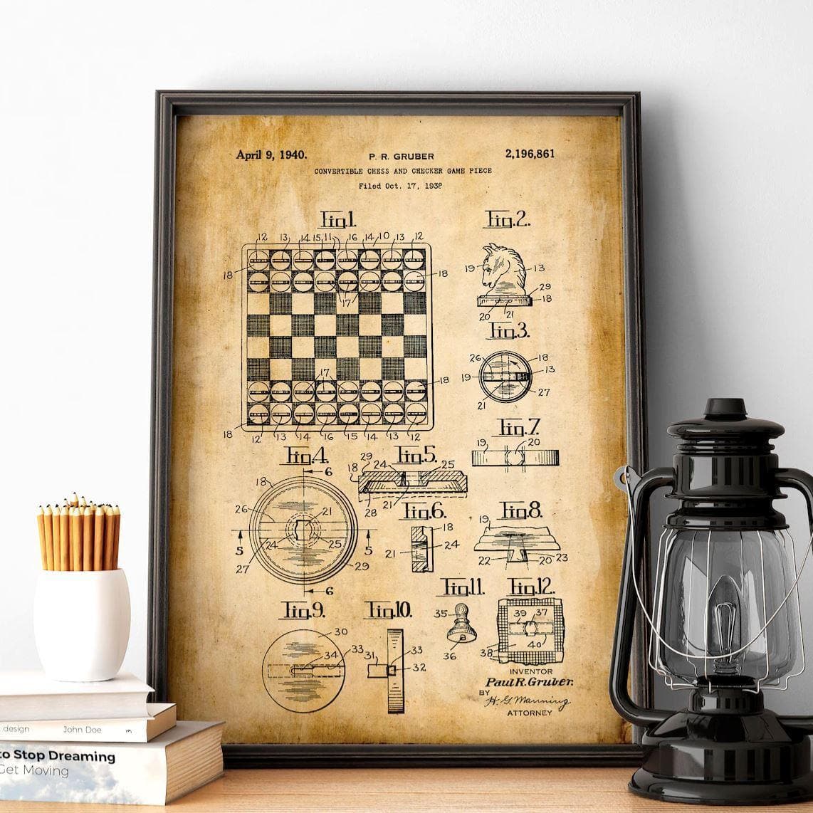 Chess Board Game Poster Patent Print