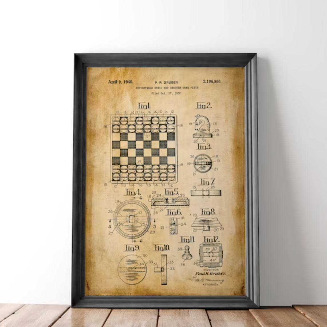 Chess Board Game Poster Patent Print