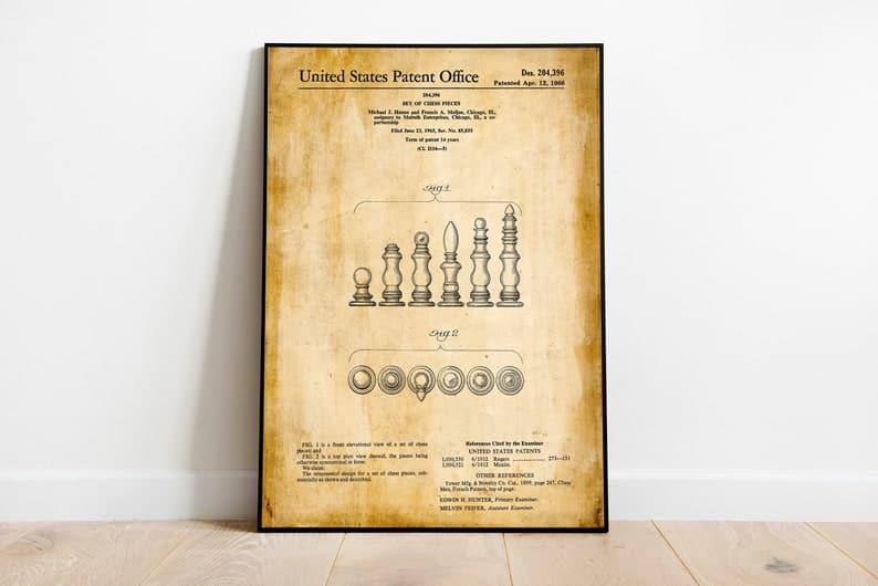 Chess Patent Print| Framed Art Print