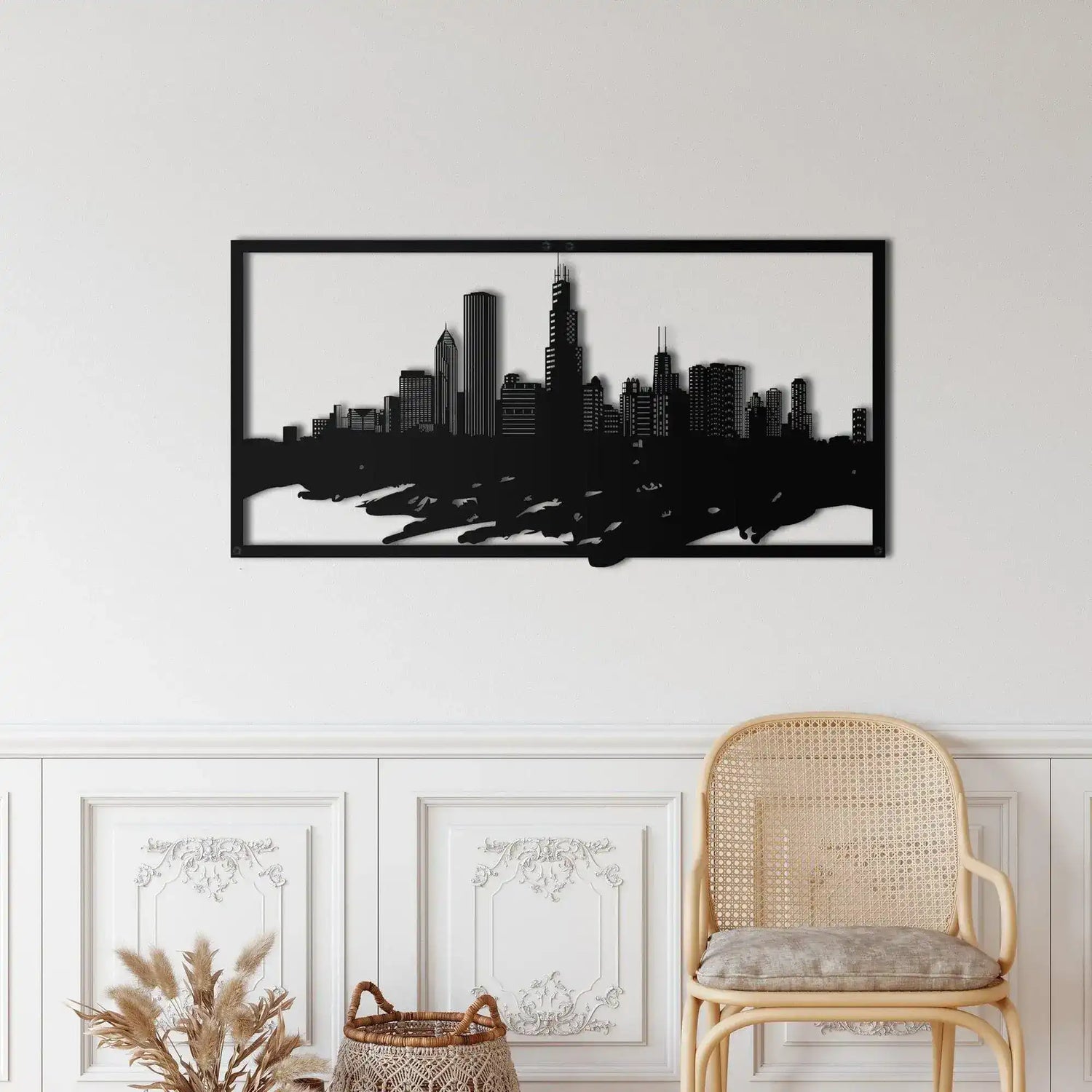Chicago Skyline Metal Wall Hanging Decor