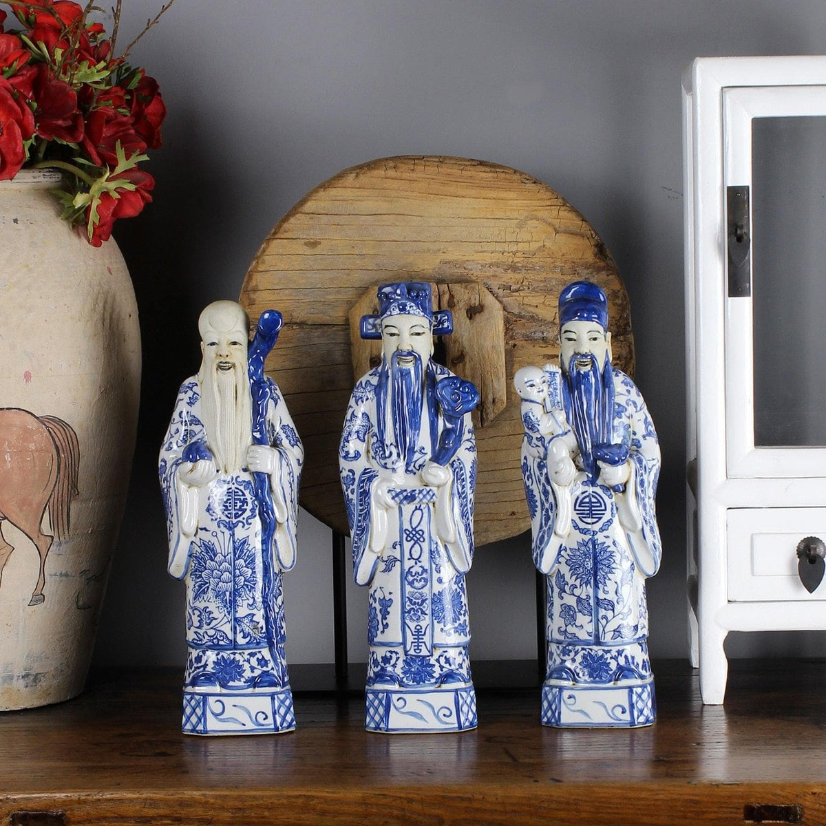 Chinese Gods Hand Painted Ceramic Figurines