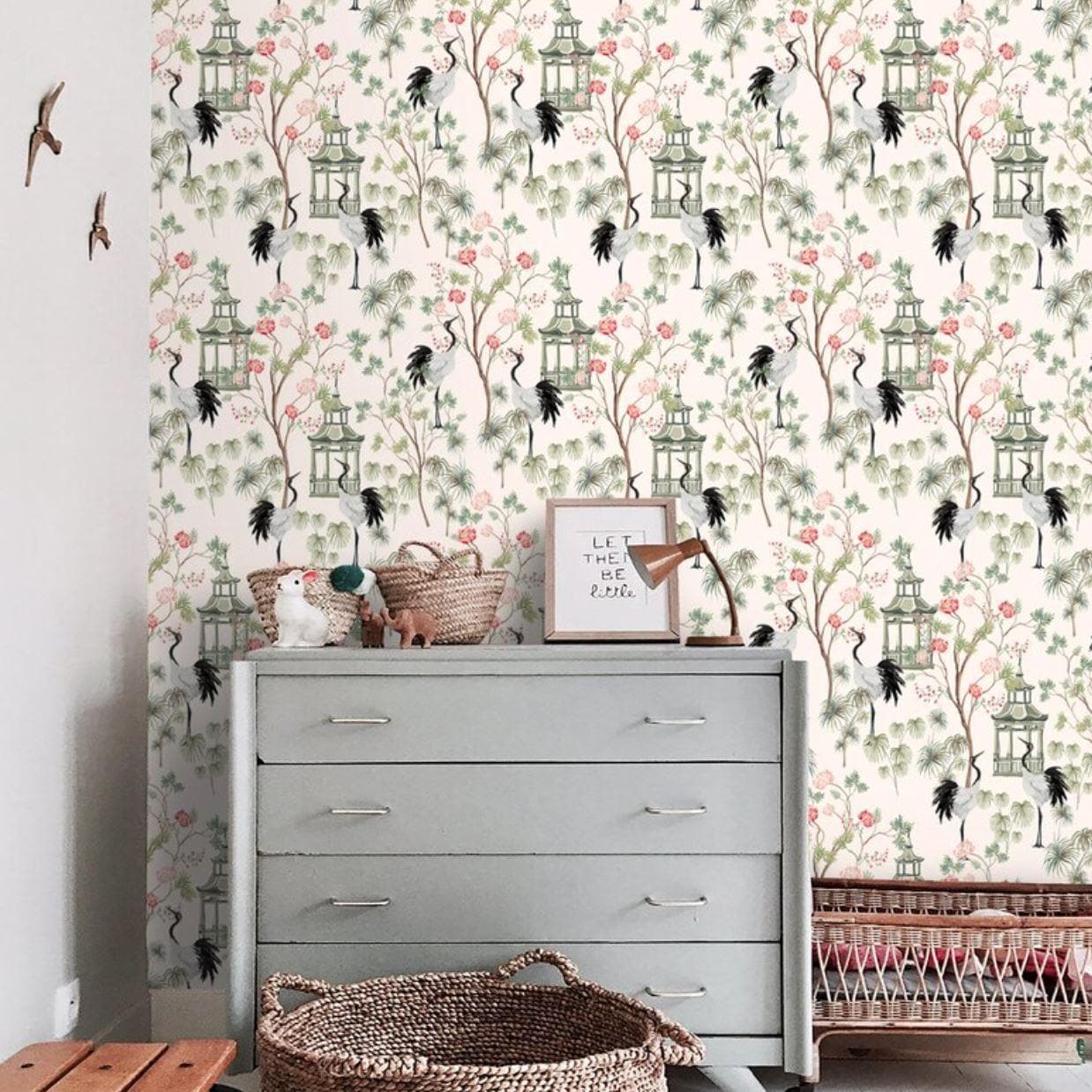 Chinoiserie and Cranes Wallpaper