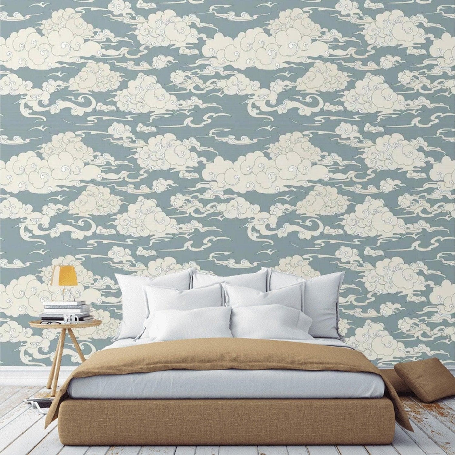 Chinoiserie Clouds in the Blue Sky Wallpaper