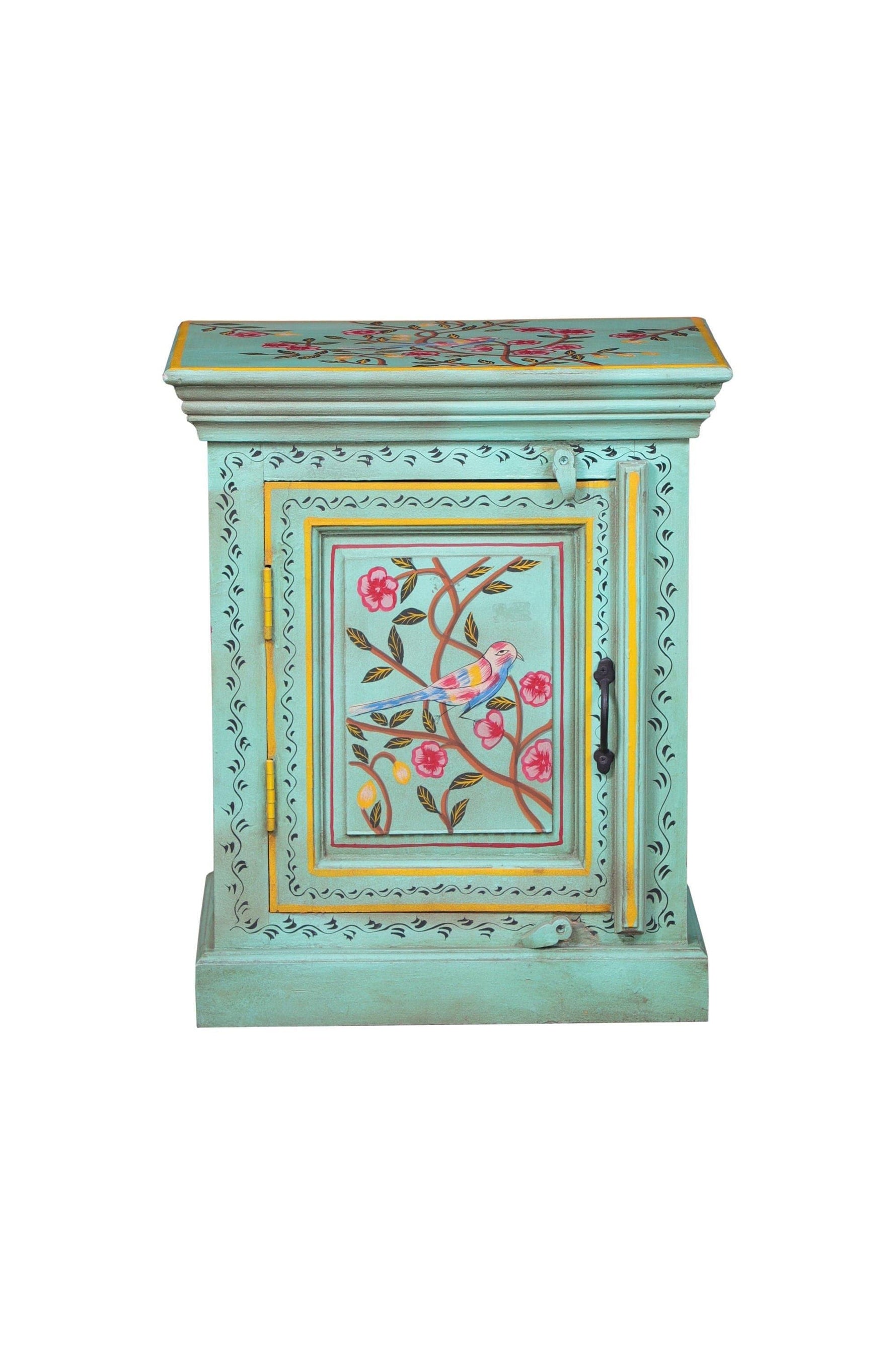 Chinoiserie Hand Painted Wooden Night Stand Cabinet