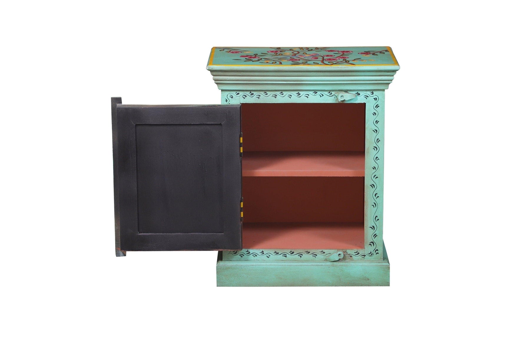 Chinoiserie Hand Painted Wooden Night Stand Cabinet