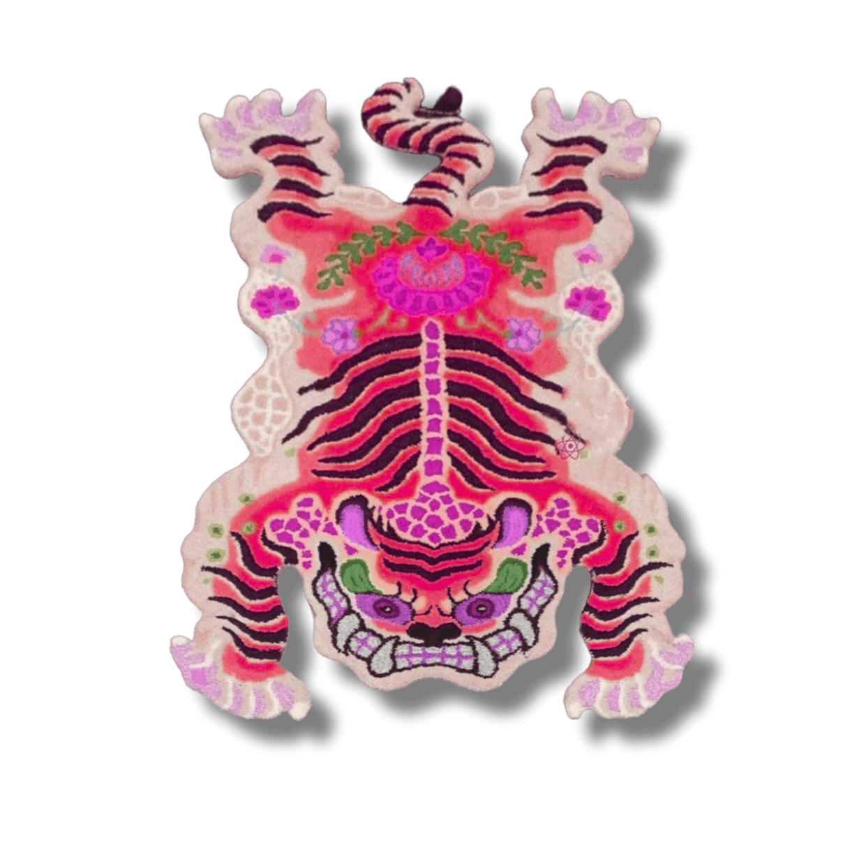 Chinoiserie Tibetan Tiger Hand Tufted Wool Rug - Pink