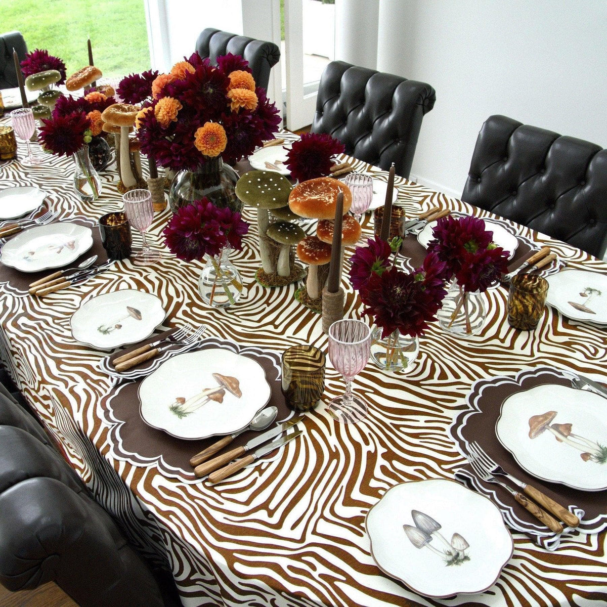 Chocolate Embroidered Placemats and Napkins Set