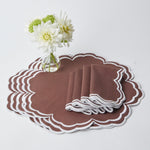 Chocolate Embroidered Placemats and Napkins Set