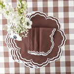 Chocolate Embroidered Placemats and Napkins Set