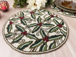 Christmas Floral Round Beaded Placemat