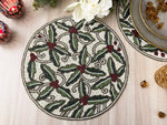 Christmas Floral Round Beaded Placemat