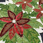 Christmas Flowers and Leaves Beaded Table Runner