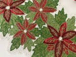 Christmas Flowers and Leaves Beaded Table Runner