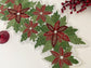 Christmas Flowers and Leaves Beaded Table Runner - MAIA HOMES