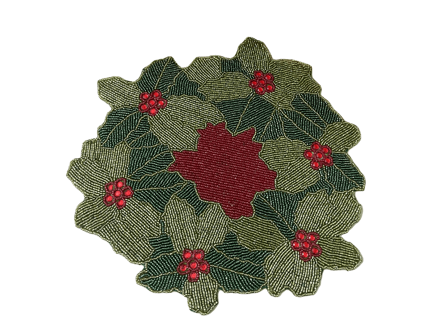 Christmas Holly Berry Bead and Crystal Placemat