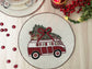 Christmas Red Volkswagen Van Round Beaded Placemat - Set of 6 - MAIA HOMES