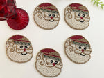 Christmas Santa Claus Beaded Coaster Set of 6