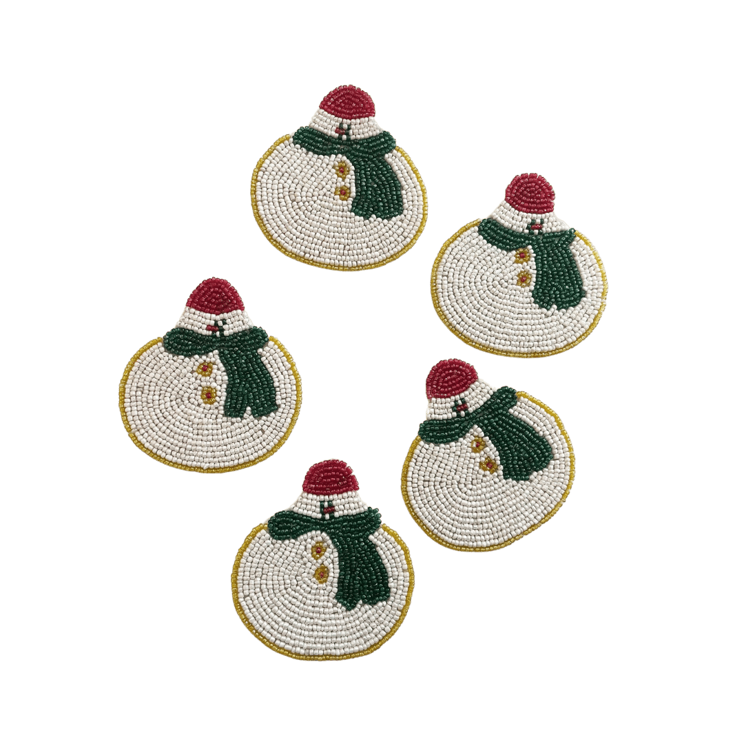 Christmas Snowman Beaded Coaster Set of 6