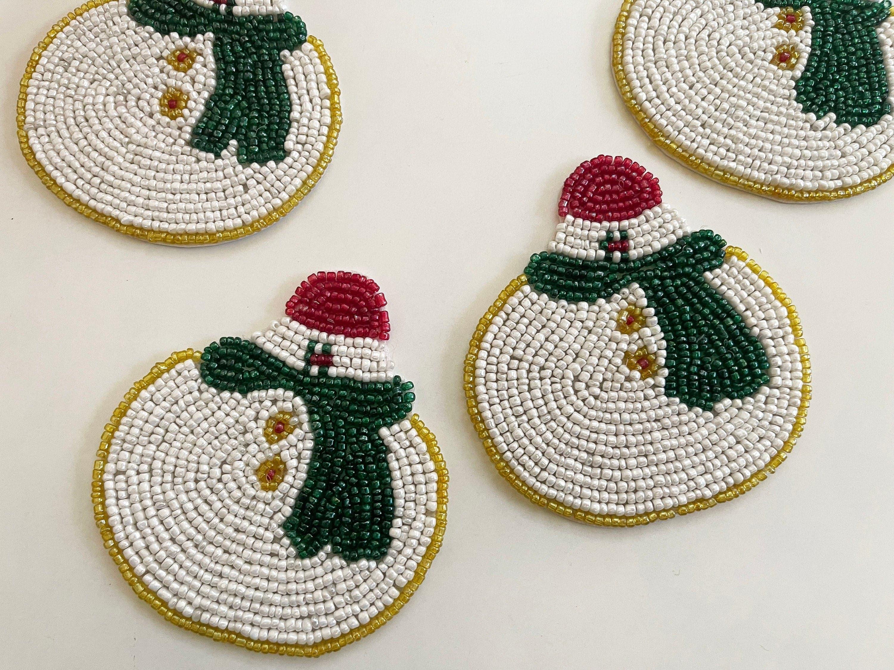 Hand Beaded Set of 6 Christmas Coasters – Amore Beauté